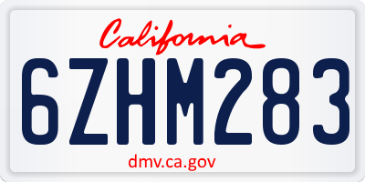 CA license plate 6ZHM283