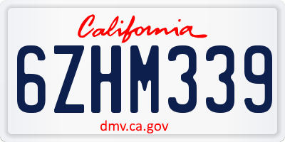 CA license plate 6ZHM339