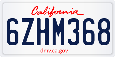 CA license plate 6ZHM368