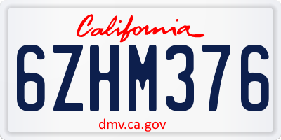 CA license plate 6ZHM376