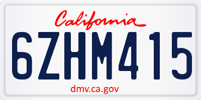 CA license plate 6ZHM415