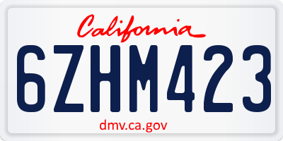 CA license plate 6ZHM423