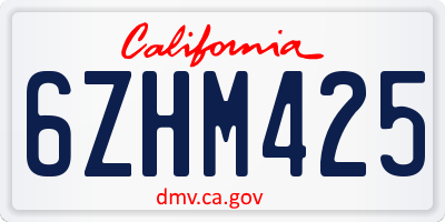 CA license plate 6ZHM425
