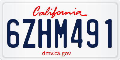 CA license plate 6ZHM491