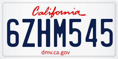 CA license plate 6ZHM545