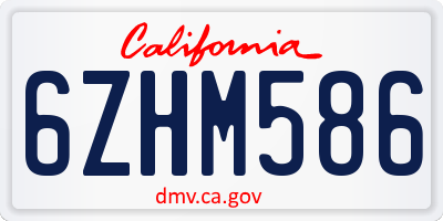 CA license plate 6ZHM586
