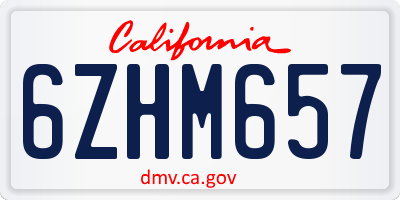 CA license plate 6ZHM657