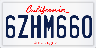 CA license plate 6ZHM660