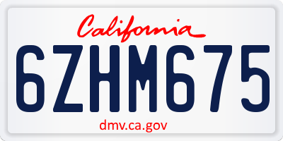 CA license plate 6ZHM675