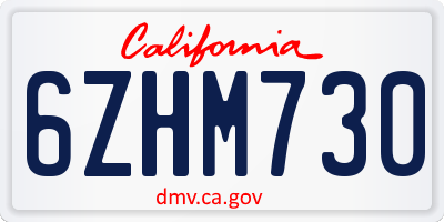 CA license plate 6ZHM730