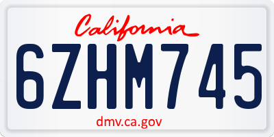 CA license plate 6ZHM745
