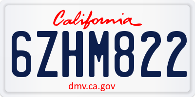 CA license plate 6ZHM822