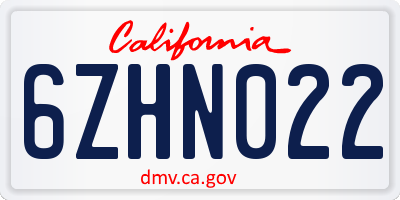 CA license plate 6ZHN022