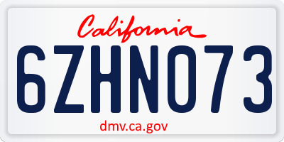 CA license plate 6ZHN073