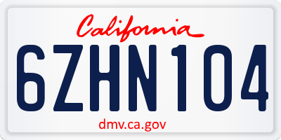 CA license plate 6ZHN104