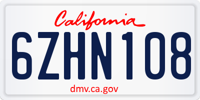 CA license plate 6ZHN108