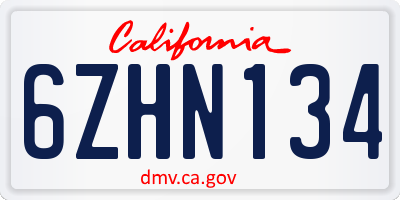 CA license plate 6ZHN134