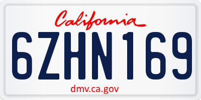 CA license plate 6ZHN169
