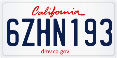 CA license plate 6ZHN193