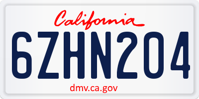 CA license plate 6ZHN204
