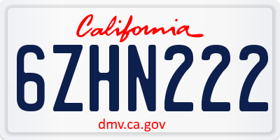 CA license plate 6ZHN222