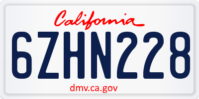 CA license plate 6ZHN228