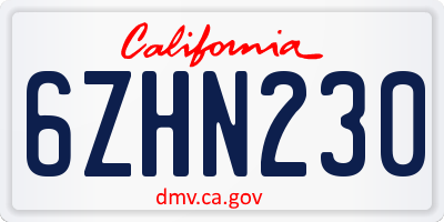 CA license plate 6ZHN230