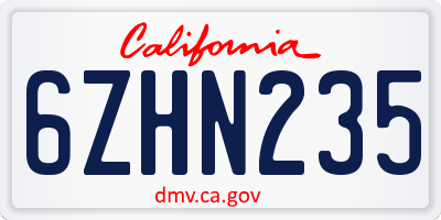 CA license plate 6ZHN235