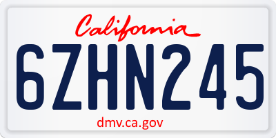 CA license plate 6ZHN245