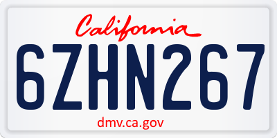 CA license plate 6ZHN267