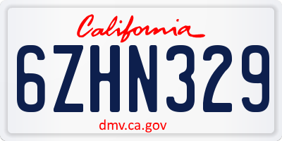 CA license plate 6ZHN329