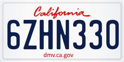 CA license plate 6ZHN330