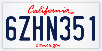 CA license plate 6ZHN351