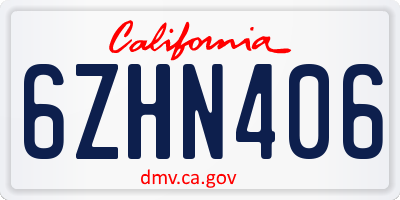 CA license plate 6ZHN406