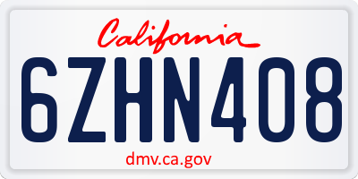 CA license plate 6ZHN408