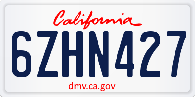 CA license plate 6ZHN427