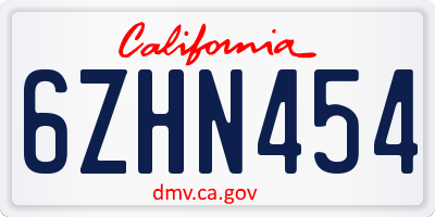 CA license plate 6ZHN454