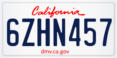 CA license plate 6ZHN457