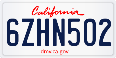 CA license plate 6ZHN502