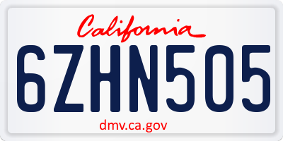 CA license plate 6ZHN505