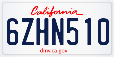 CA license plate 6ZHN510