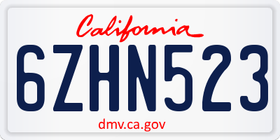 CA license plate 6ZHN523