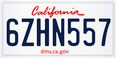 CA license plate 6ZHN557