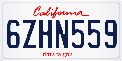 CA license plate 6ZHN559