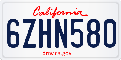 CA license plate 6ZHN580