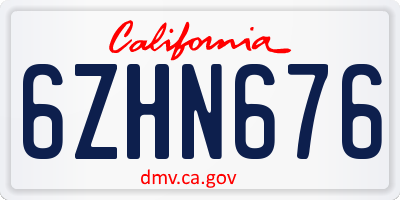 CA license plate 6ZHN676
