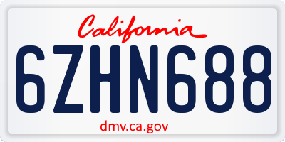 CA license plate 6ZHN688
