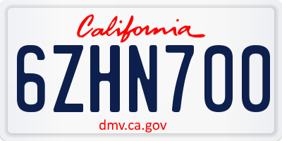 CA license plate 6ZHN700