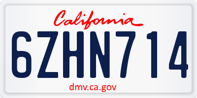 CA license plate 6ZHN714