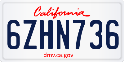 CA license plate 6ZHN736